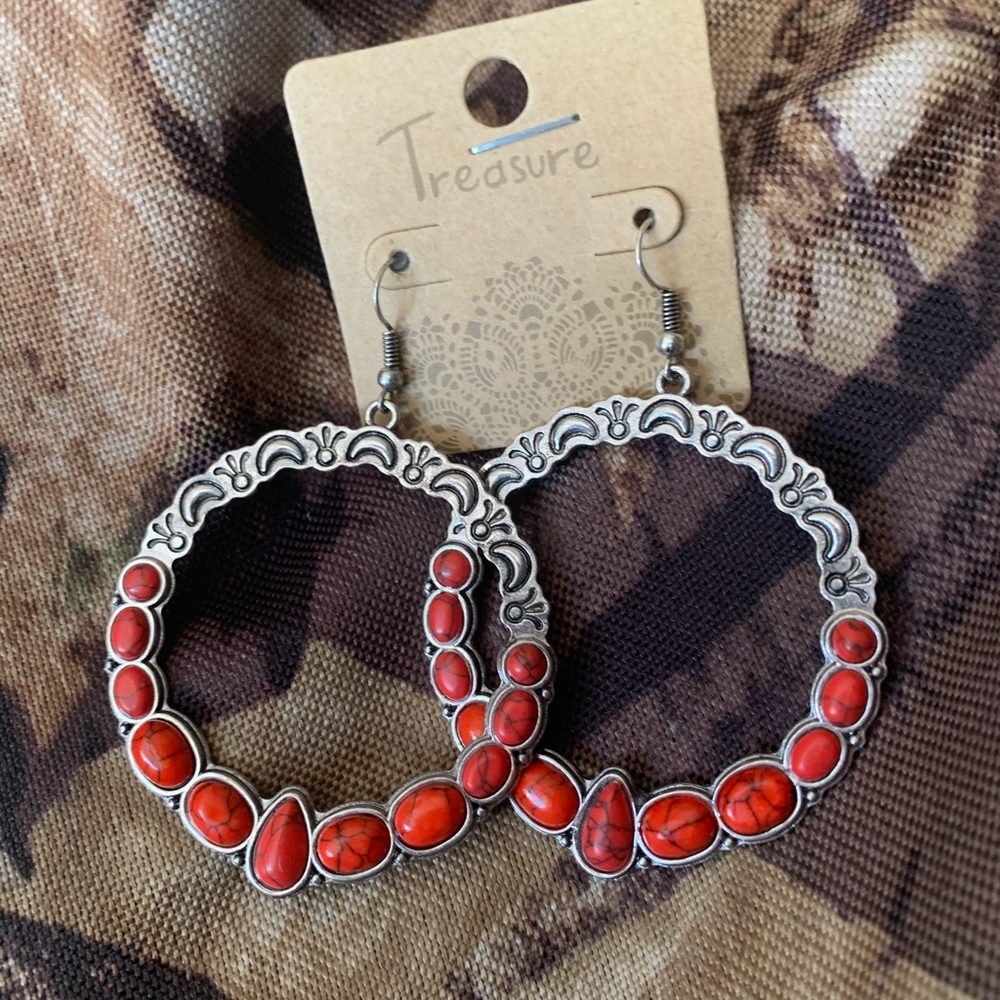 Red Navajo stone earrings